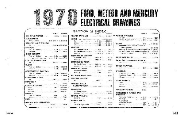 1970 Ford LTD Galaxie Meteor Wiring Diagrams Manual