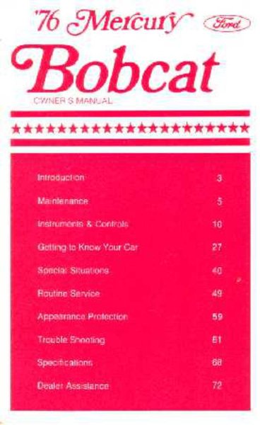 1976 Mercury Bobcat Owner's Manual