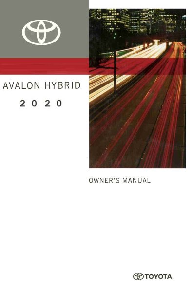 2020 Toyota Avalon Owner's Manual