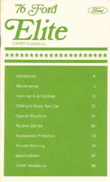 1976 Ford Elite Owner's Manual