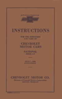 1928 Chevrolet Owners Manual User Guide