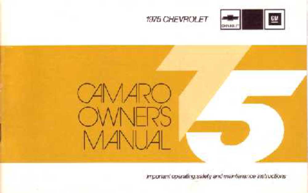 1975 Chevrolet Camaro Owners Manual User Guide