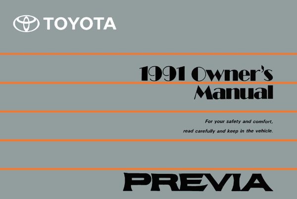 1991 Toyota Previa Owner's Manual
