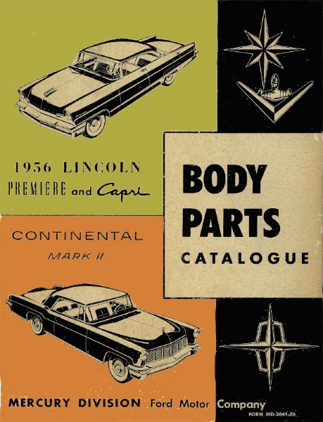 1956 Lincoln Capri, Mark II, Premier Parts Book