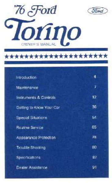 1976 Ford Torino Owner's Manual
