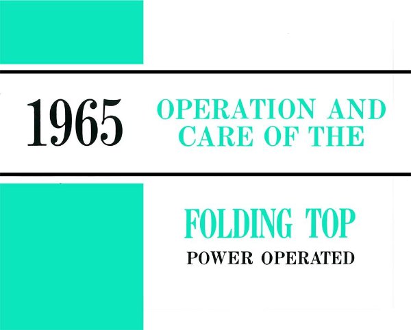 1965 Fisher Convertible Top Owner's Manual