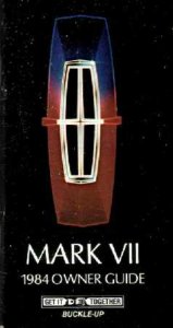 1984 Lincoln Mark VII Owner's Manual