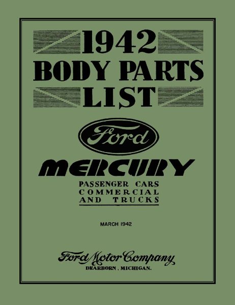 1942 Ford CAR, TRUCK, MERCURY - BODY Parts Book
