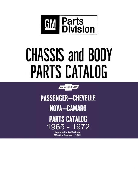 1965 1970 1971 1972 Chevelle Nova Camaro Parts Numbers Book List PDF Interchange