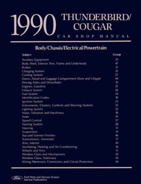 1990 Ford Thunderbird Factory Shop Service Manual