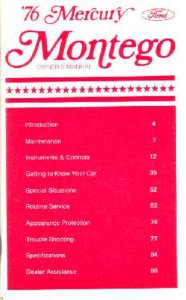 1976 Mercury Montego Owner's Manual