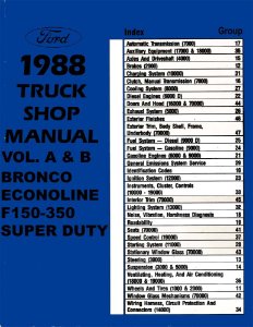 1988 Ford Truck F-150, F-250, F-350, Econoline Factory Shop Service Manual