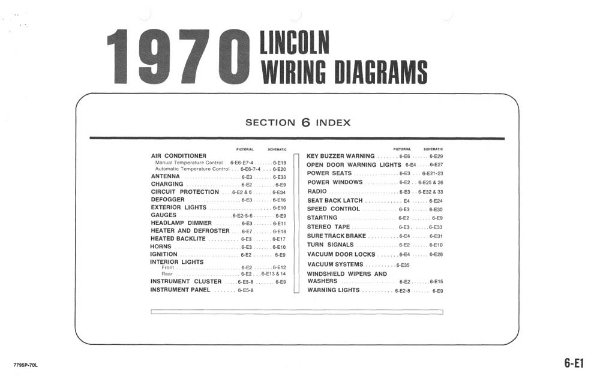 1970 Lincoln Continental, Mark III Wiring Diagrams Manual