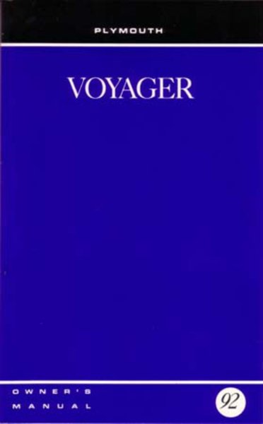 1992 Plymouth Voyager Owner's Manual
