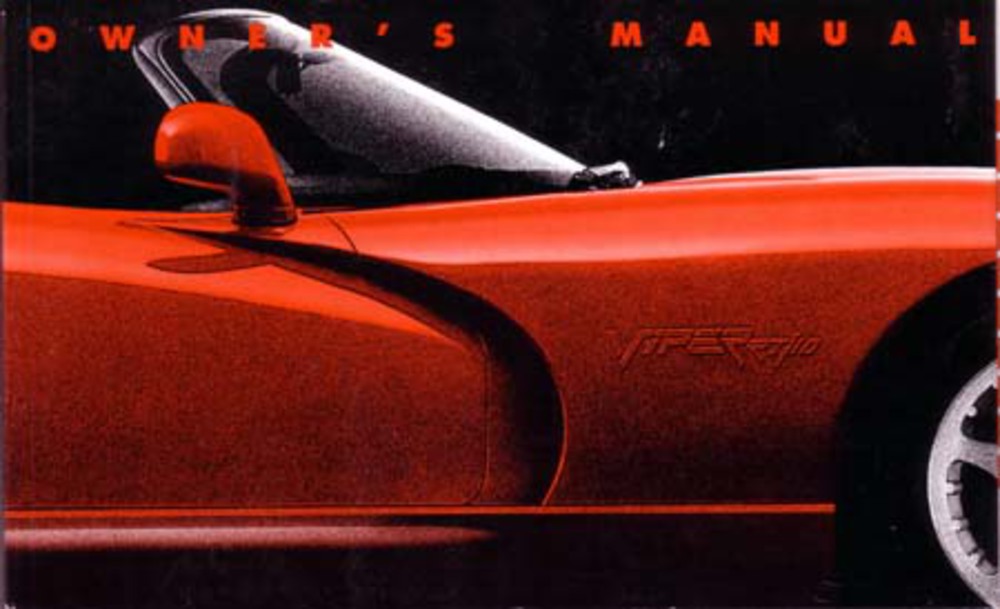 1996 Dodge Viper RT/10 Owner's Manual