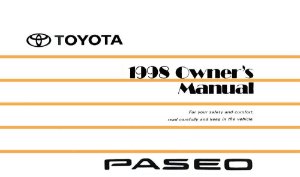 1998 Toyota Paseo Owner's Manual