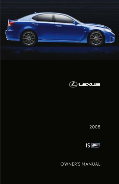 2008 Lexus ISF Owner's Manual