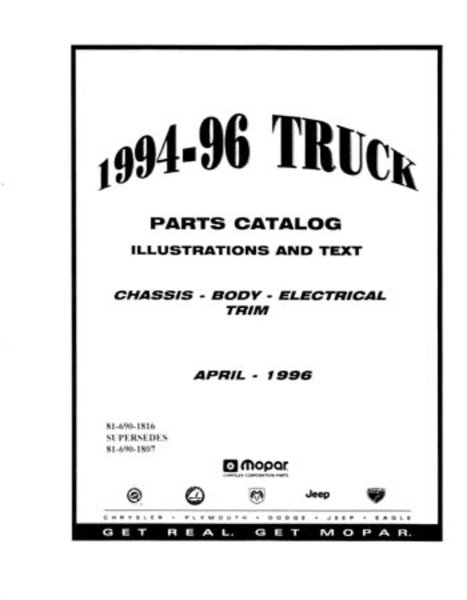1994–1996 Dodge Truck DW 150-350, DAKOTA, RAMCHARGER, VAN Parts Book