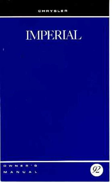 1992 Chrysler Imperial Owner's Manual