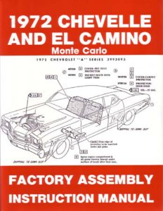 1972 Chevelle El Camino Monte Carlo Assembly Manual Book Rebuild Instruction
