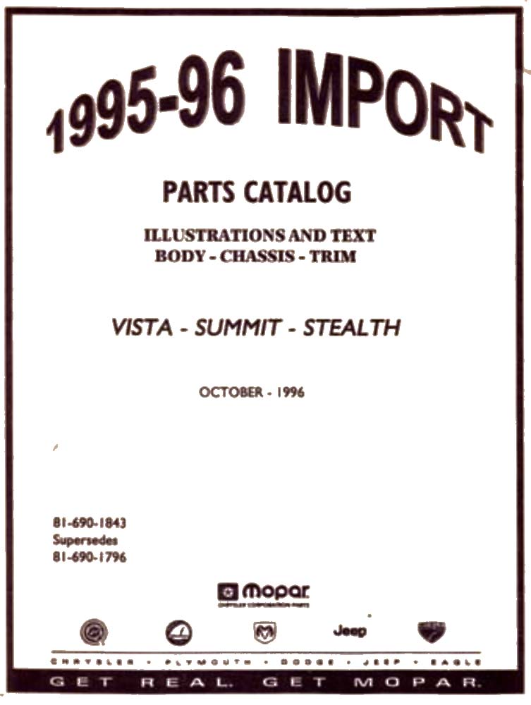 1995 1996 Stealth Colt Vista Summit Colt Parts Numbers List Catalog Interchange