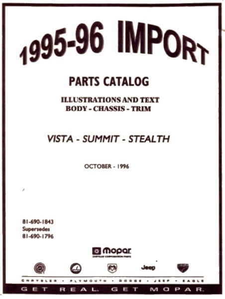 1995–1996 Dodge Stealth, Colt Vista, Eagle Summit Parts Book