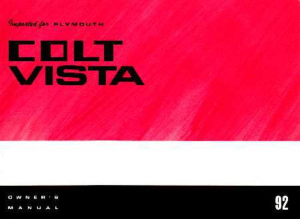 1992 Plymouth Colt Vista Owner's Manual
