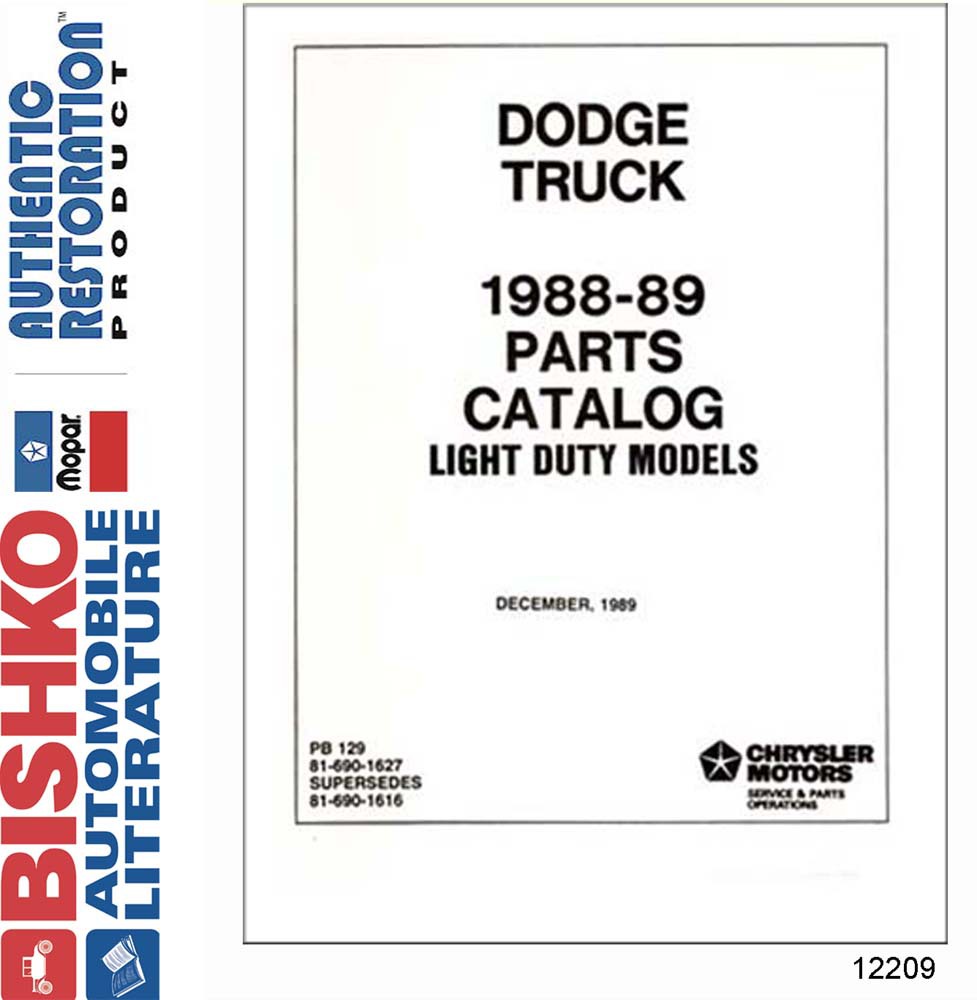 1988 1989 Dodge Light Duty Truck Parts Numbers List Guide PDF Catalog Interchange