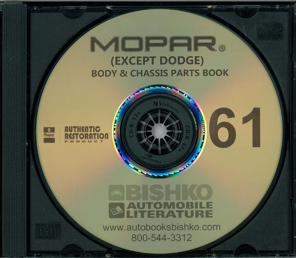 1961 MOPAR (CHRYSLER, DESOTO, PLYMOUTH) Body & Chassis, Text & Illustration Part Book