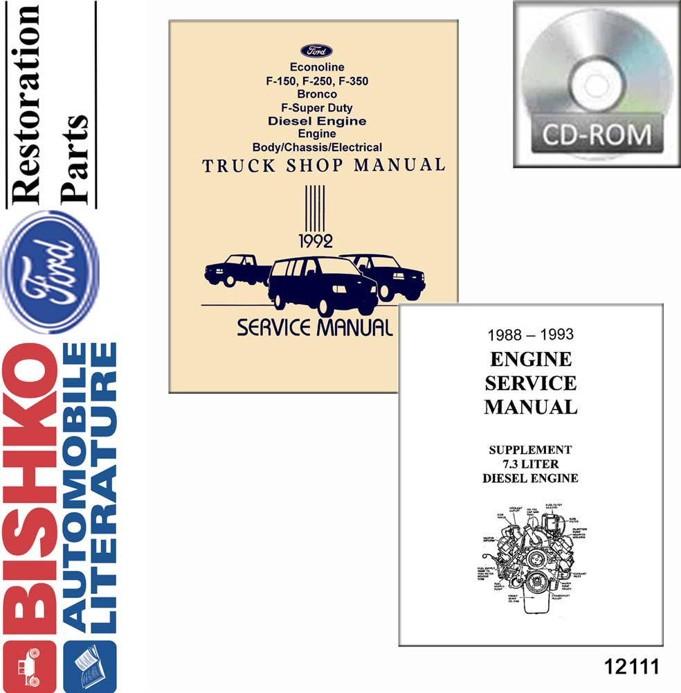 1992 FORD BRONCO ECONOLINE F150-F350 F-SUPER DUTY Body Chassis & Electrical Service Manual w/ Diesel Supplement