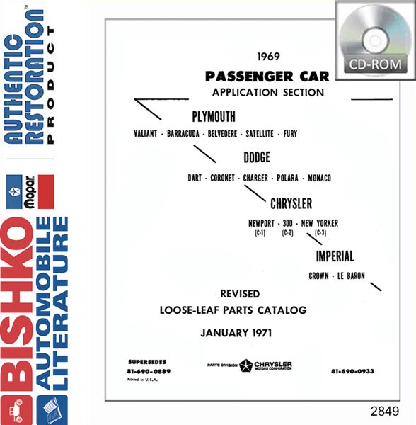 1969 Mopar Chrysler Dodge Desoto Plymouth Parts Numbers Book List PDF Interchange