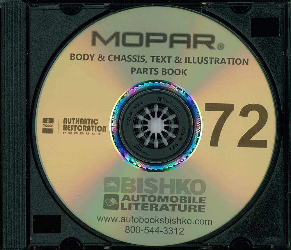 1972 MOPAR (CHRYSLER, PLYMOUTH & DODGE) Body & Chassis, Text & Illustration Part Book
