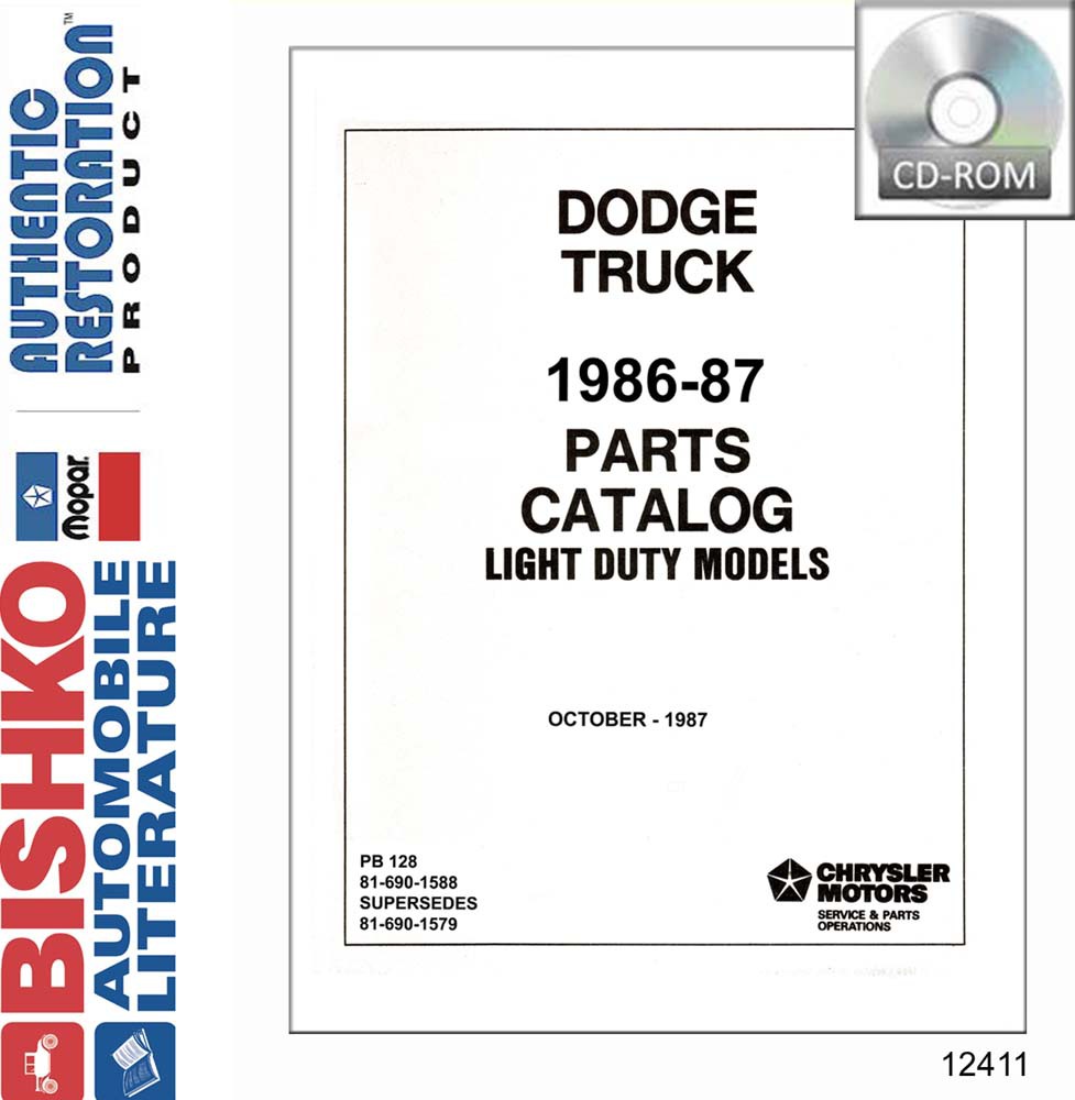 1986-1987 DODGE LIGHT DUTY TRUCK Body & Chassis, Text & Illustration Parts Book