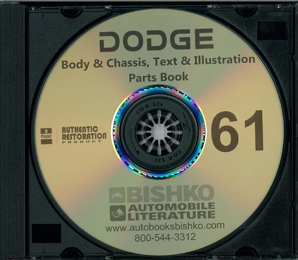 1961 DODGE Car Body & Chassis, Text & Illustration Part Book