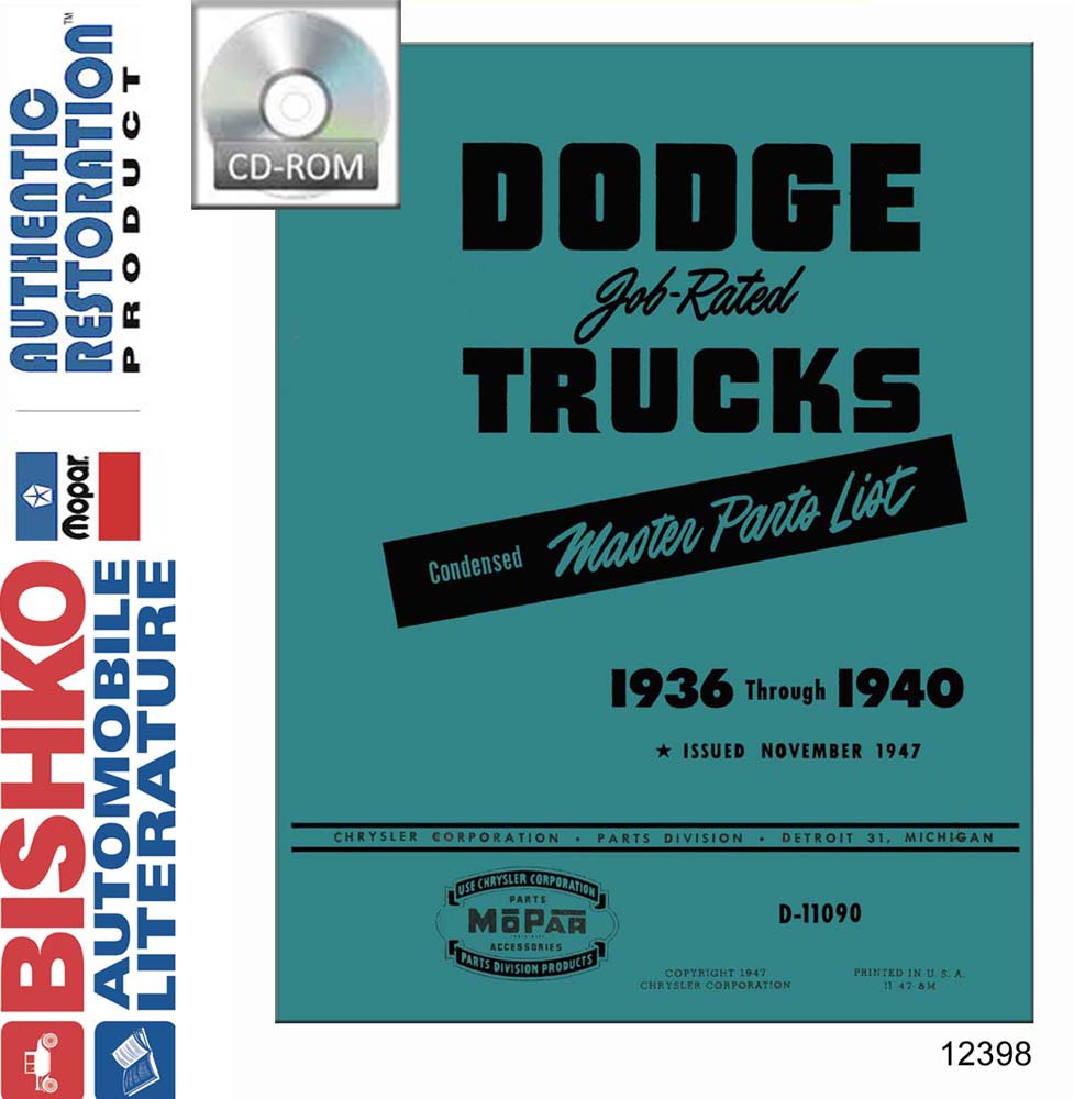 1936-1940 DODGE TRUCK Body & Chassis, Text & Illustration Parts Book