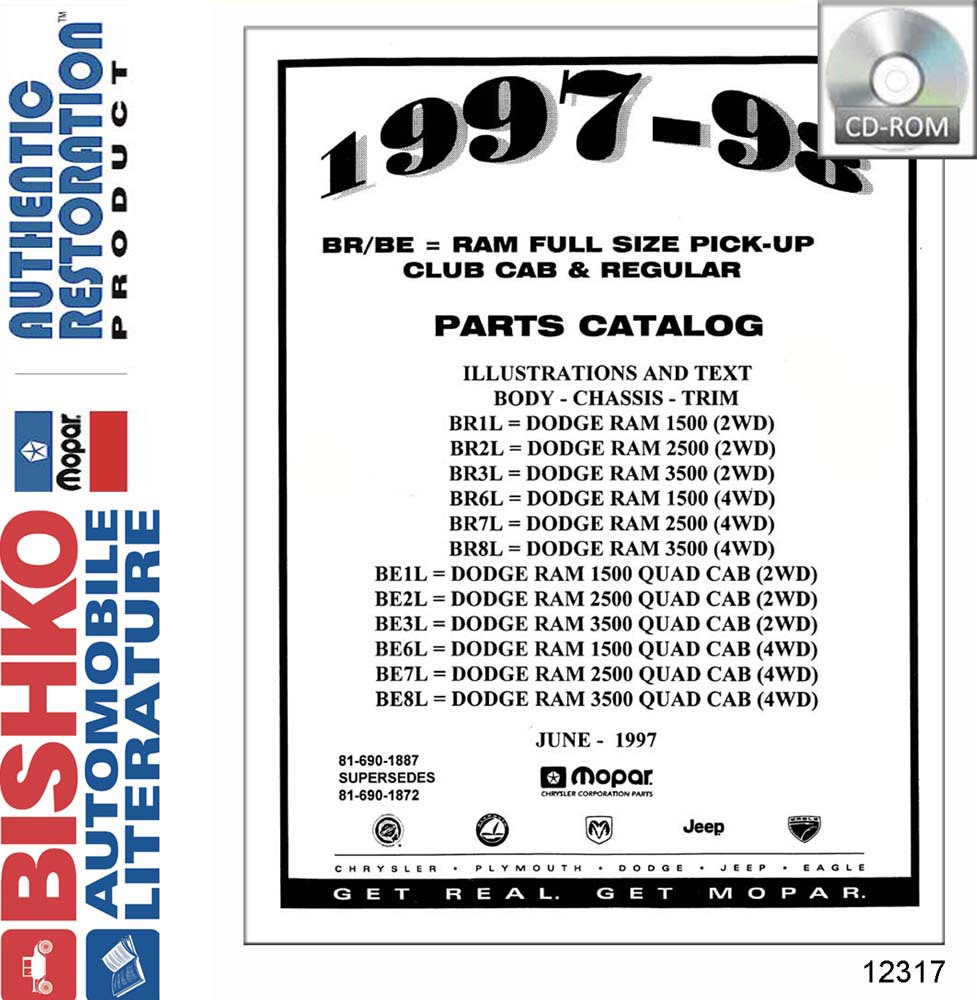 1997-1998 DODGE TRUCK Body & Chassis, Text & Illustration Parts Book