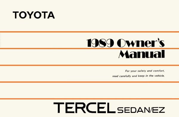 1989 Toyota Tercel Sedan / EZ Owner's Manual
