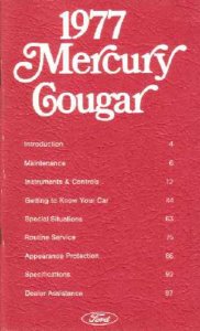 1977 Mercury Cougar Owner's Manual
