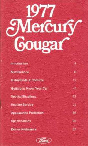 1977 Mercury Cougar Owner's Manual
