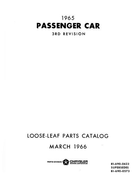 1965 Mopar CHRYSLER, DODGE, PLYMOUTH, DESOTO Parts Book