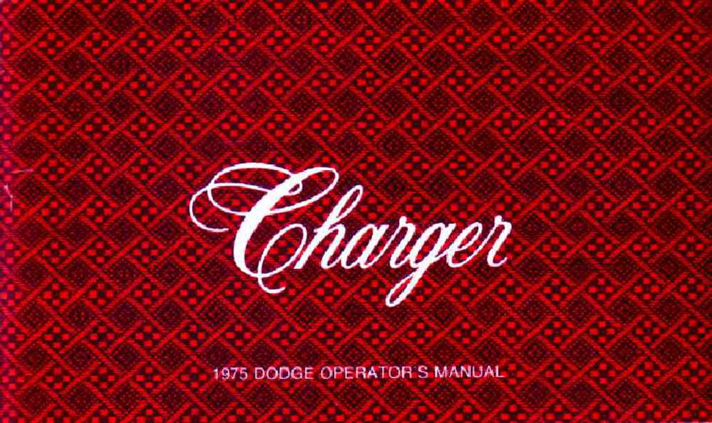 1975 Dodge Charger Owners Manual User Guide Operator Book