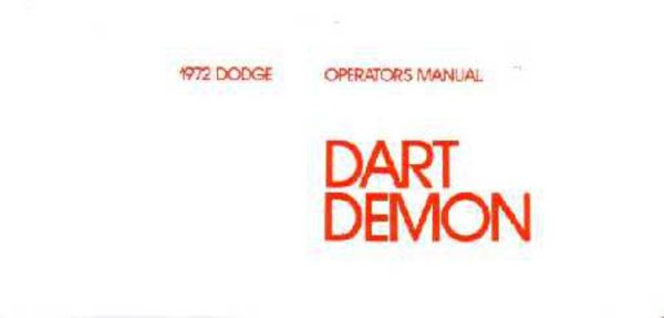 1972 Dodge Dart, Demon Owner's Manual
