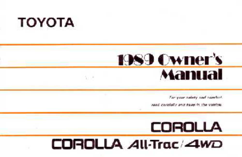1989 Toyota Corolla Owner's Manual