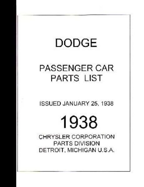 1938 Dodge Deluxe, Truck Parts Book