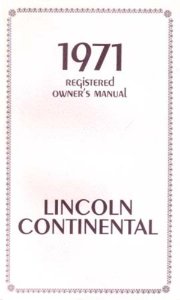1971 Lincoln Continental Owner's Manual