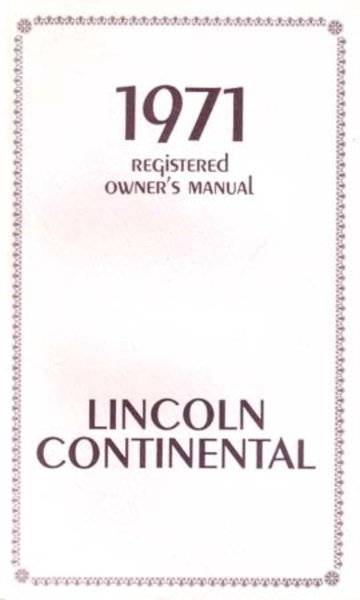 1971 Lincoln Continental Owner's Manual
