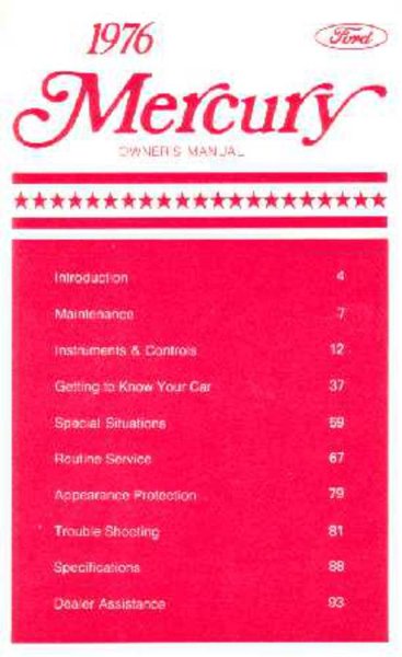 1976 Mercury Marquis Owner's Manual