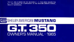 1965 Ford Mustang GT350 Owner's Manual