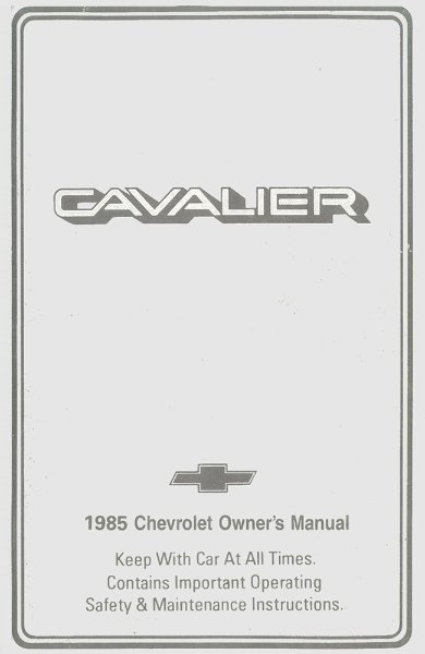 1985 Chevrolet Cavalier Owner's Manual