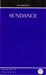 1992 Plymouth Sundance Owner's Manual